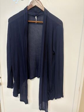Splash Navy Draped Open-Front Cardigan